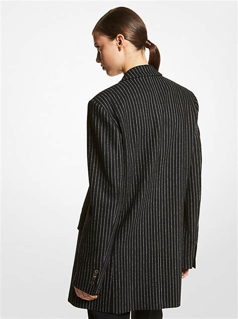 Pinstripe Stretch Wool Boyfriend Blazer 